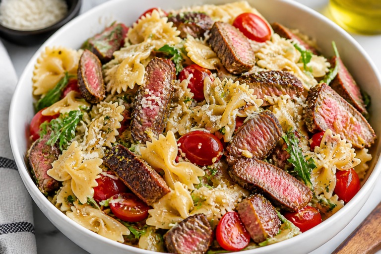Garlic Parmesan Steak Pasta Salad – Hearty, Fresh, and Ready for Any Table