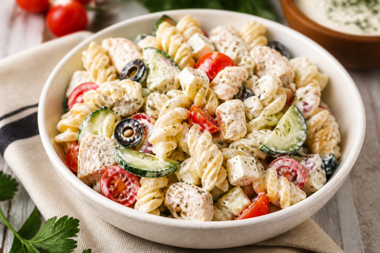 High Protein Greek Ranch Pasta Salad – Fresh, Filling, and Ready for Meal Prep