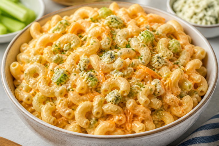 Creamy Buffalo Ranch Macaroni Salad – Bold, Tangy, and Crowd-Pleasing