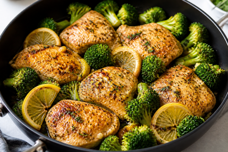 One-Pan Lemon Garlic Chicken & Broccoli – Bright, Easy, and Weeknight-Friendly
