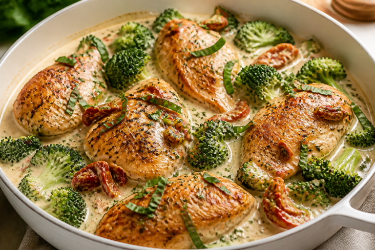 Creamy Tuscan Chicken & Broccoli – Comforting, Flavor-Packed, and Weeknight Friendly