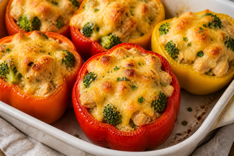Chicken Broccoli Cheese Stuffed Peppers – A Cozy, Family-Friendly Dinner