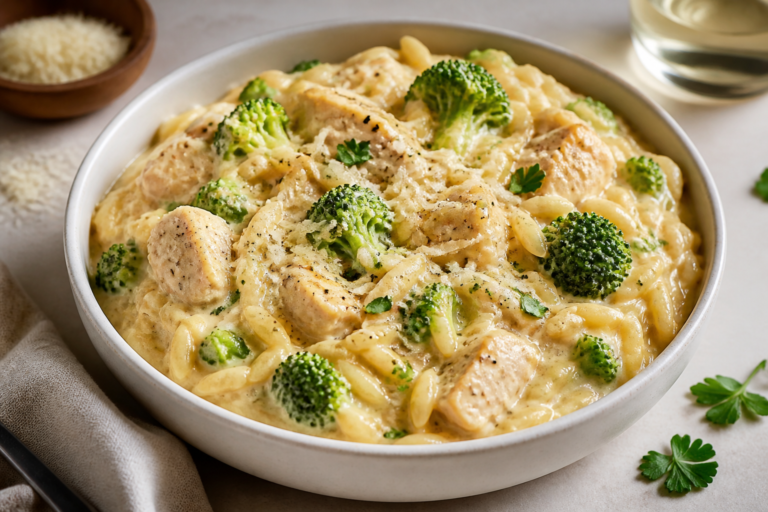 Creamy Chicken Broccoli Orzo – A Cozy One-Pan Dinner