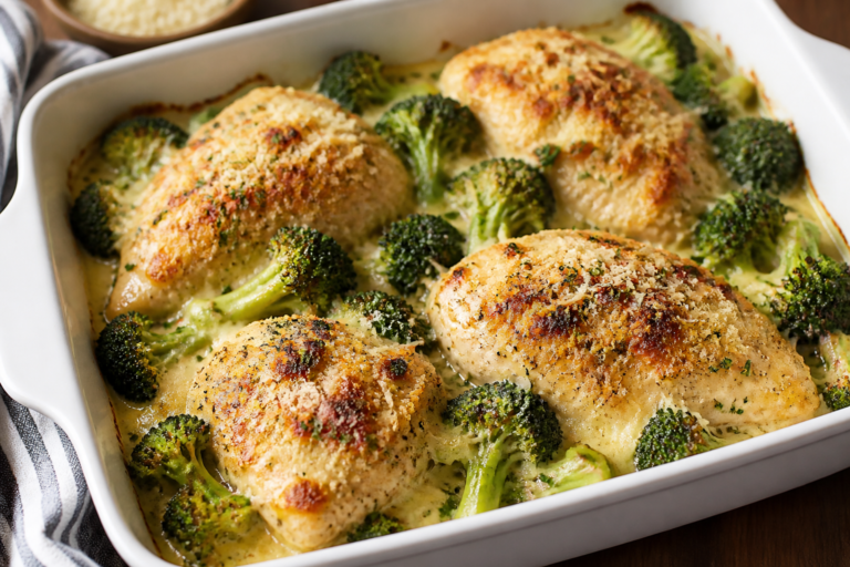 Easy Baked Chicken & Broccoli Parmesan – Comforting, Weeknight-Friendly Perfection