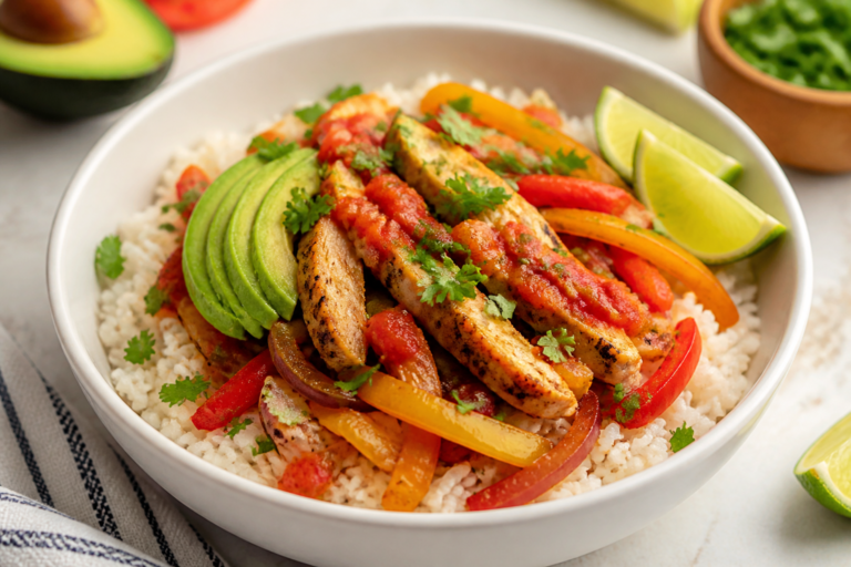 Skinny Chicken Fajita Rice Bowls – Fresh, Flavorful, and Light