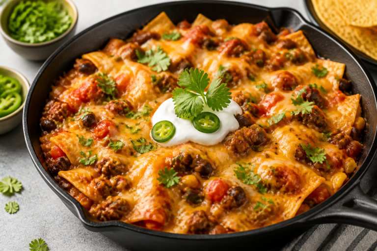 Healthy Cheesy Beef Enchilada Skillet – A Fast, Flavor-Packed One-Pan Dinner