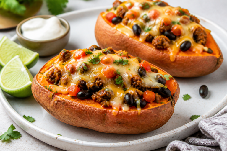 Cheesy Taco Stuffed Sweet Potatoes – A Cozy, Flavor-Packed Dinner