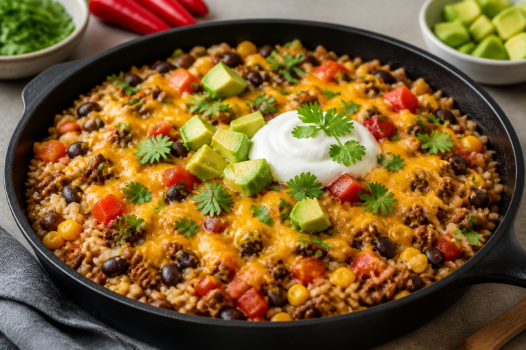 Healthy Beef & Rice Burrito Skillet – One-Pan Weeknight Hero