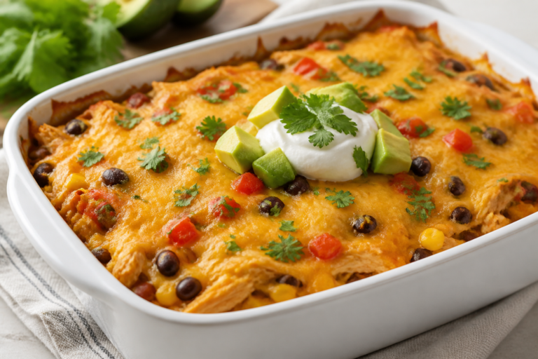 Healthy Fiesta Chicken Casserole – Bright, Flavorful, and Weeknight-Easy