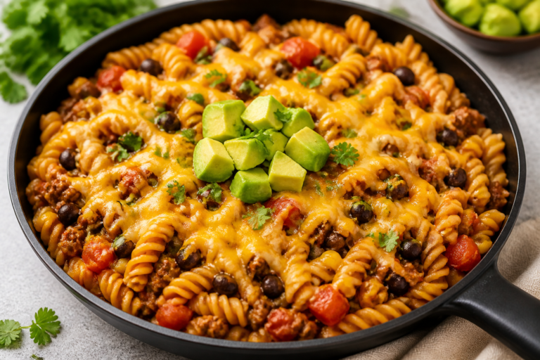 Healthy Taco Pasta Skillet – A Quick, Flavor-Packed Weeknight Dinner