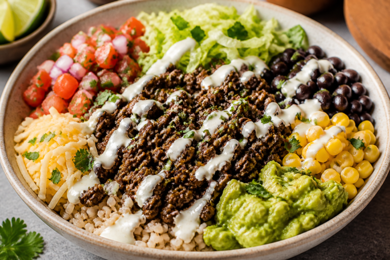 High Protein Beef Burrito Bowls – A Satisfying, Meal-Prep Friendly Favorite