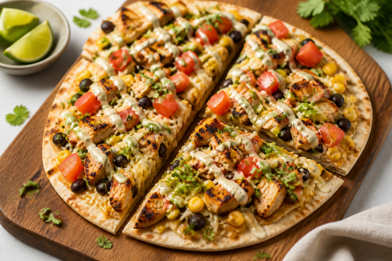 Healthy Chicken Taco Flatbread – A Fresh, Flavor-Packed Weeknight Favorite