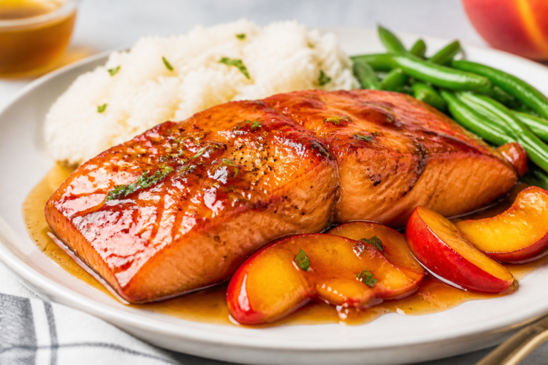 Peach Bourbon Glazed Salmon – Sweet, Smoky, and Weeknight-Friendly