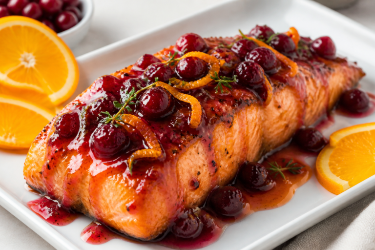 Cranberry Orange Glazed Salmon – Bright, Zesty, and Weeknight Friendly