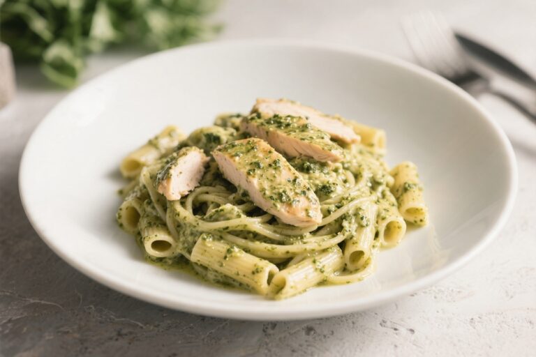 Creamy Pesto Chicken Pasta – Comforting, Fresh, and Weeknight-Friendly