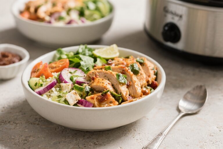 Crockpot Greek Chicken Bowls – Easy, Fresh, and Full of Flavor
