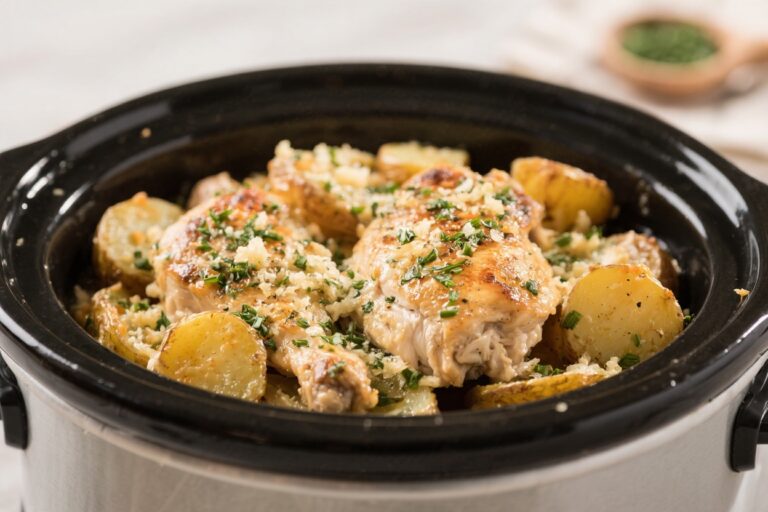 Crockpot Garlic Parmesan Chicken & Potatoes – Comfort Food Made Easy