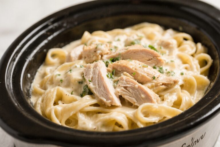 Slow Cooker Chicken Alfredo – Creamy, Comforting, and Easy