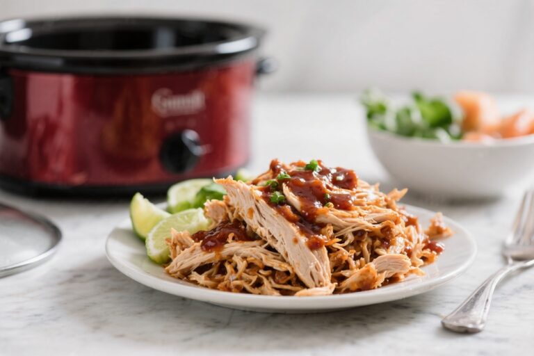 Healthy Slow Cooker BBQ Pulled Chicken – Tender, Saucy, and Easy