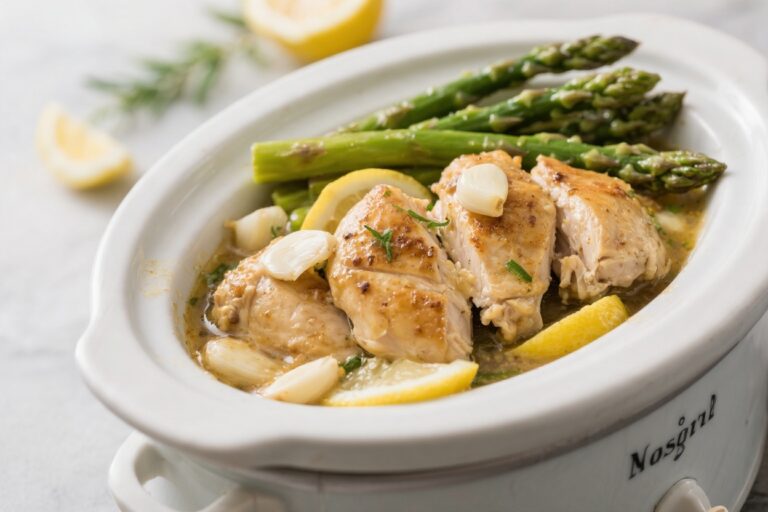 Crockpot Garlic Lemon Chicken & Asparagus – Bright, Easy, and Comforting