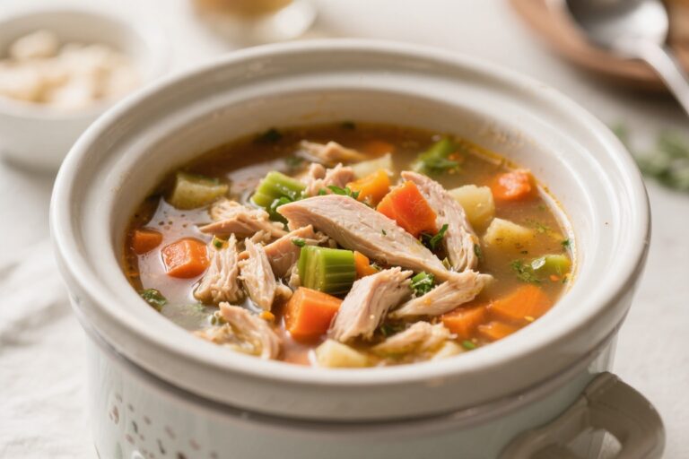 Healthy Slow Cooker Turkey & Veggie Soup – Comforting, Easy, and Nutritious