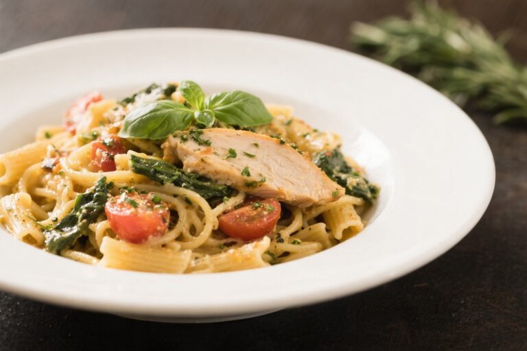 Healthy Tuscan Chicken Pasta – Creamy, Comforting, and Lightened Up