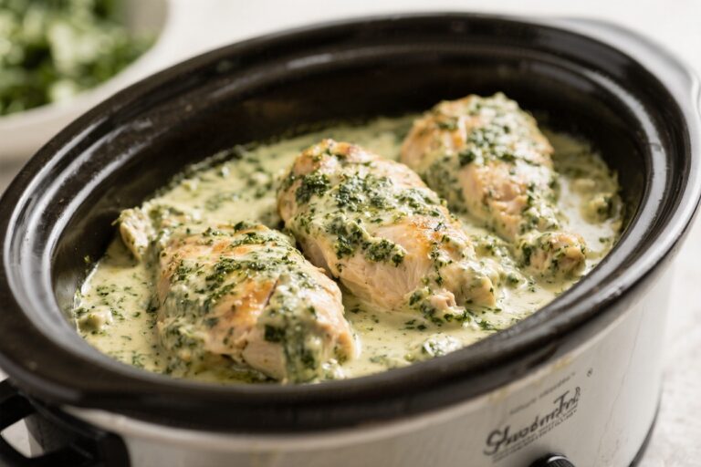 Crockpot Creamy Pesto Chicken – Simple, Comforting, and Full of Flavor