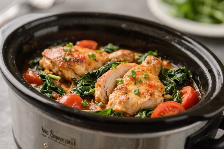 Slow Cooker Spinach Tomato Chicken – Simple, Comforting, and Ready When You Are