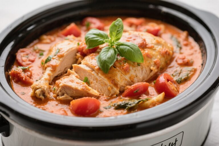 Crockpot Creamy Tomato Basil Chicken – Easy, Comforting, and Full of Flavor
