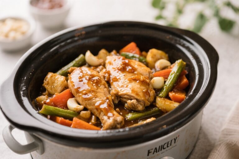 Slow Cooker Honey Garlic Chicken & Veggies – A Cozy, Set-It-and-Forget-It Dinner