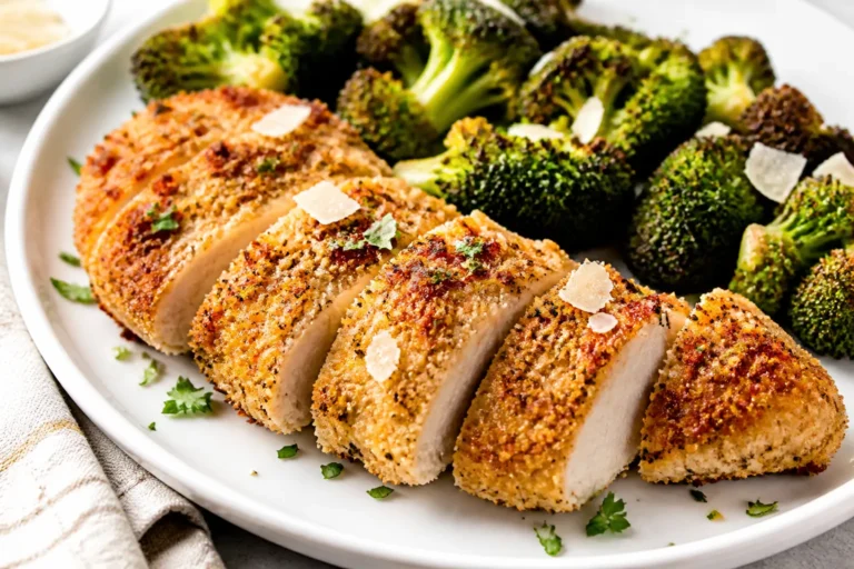 Parmesan Crusted Chicken With Roasted Broccoli – Crispy, Comforting, and Weeknight Easy