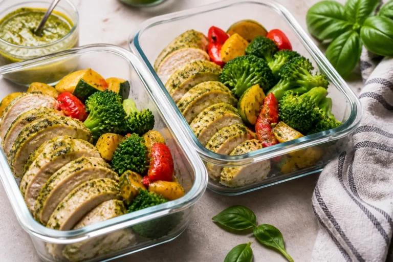 Pesto Chicken & Veggie Meal Prep – Fresh, Fast, and Flavorful
