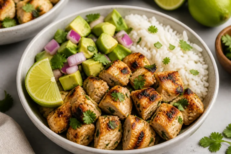 Garlic Lime Chicken & Rice Bowls – Bright, Zesty, and Weeknight-Friendly